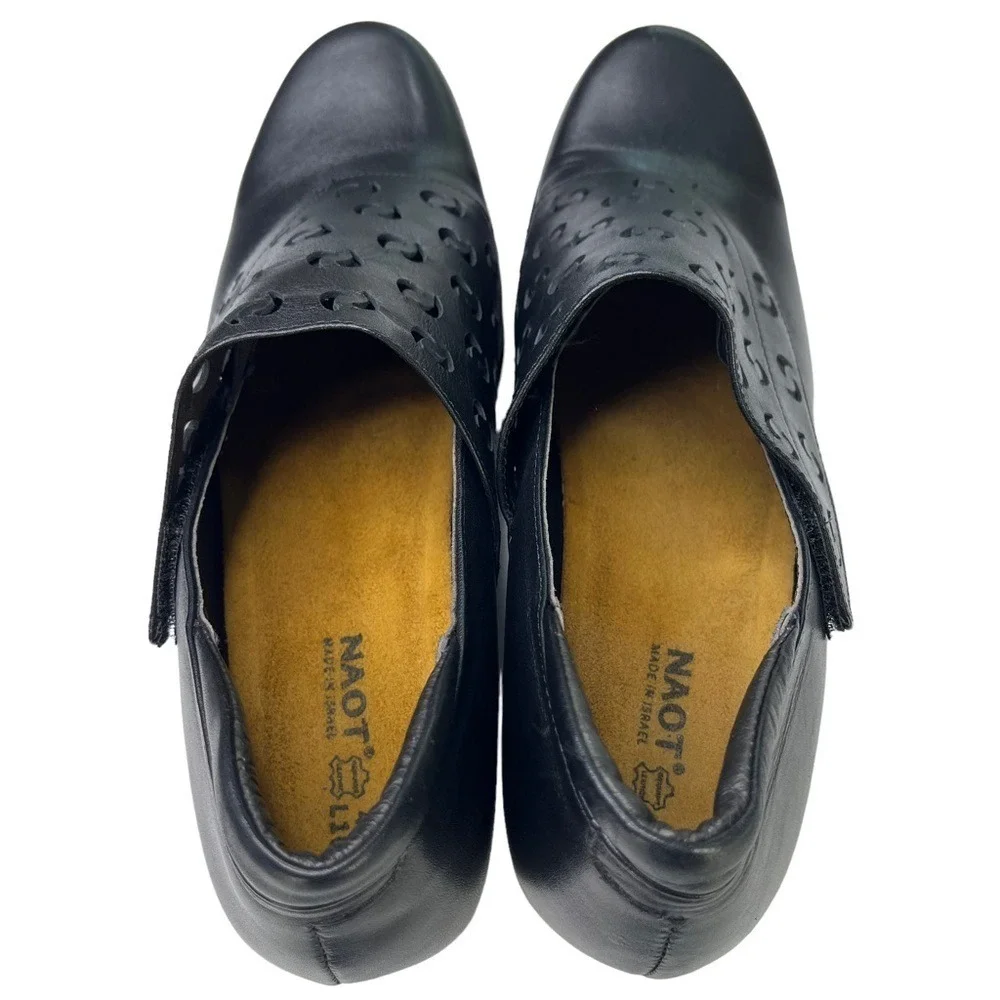 Naot Precious Black Leather Retro Boho Comfort‎ Heels Mary Jane Womens 10-10.5